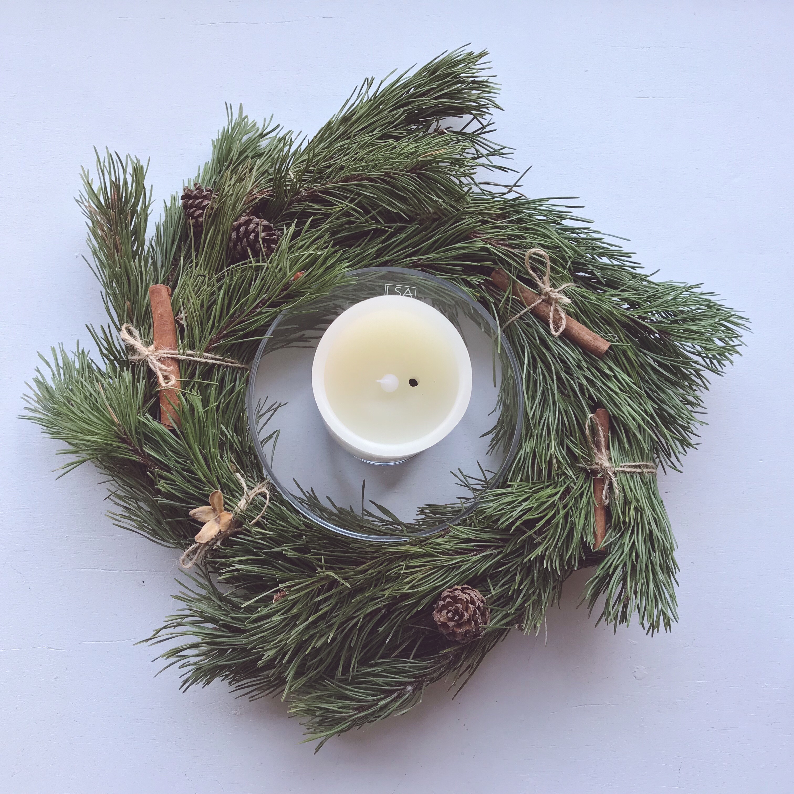 Christmas Wreath and Candles.JPG