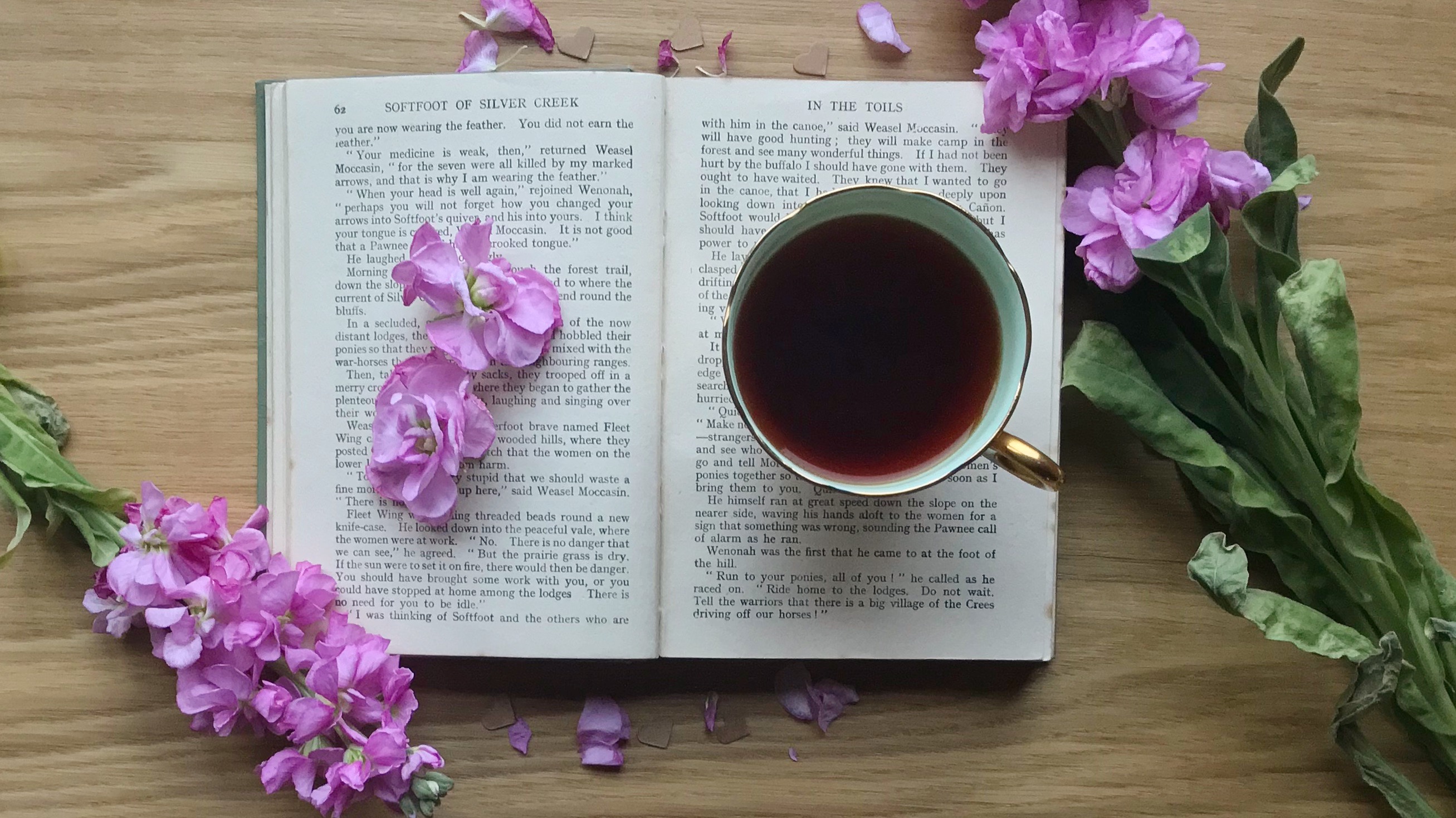 Flowers, Book and Teacup