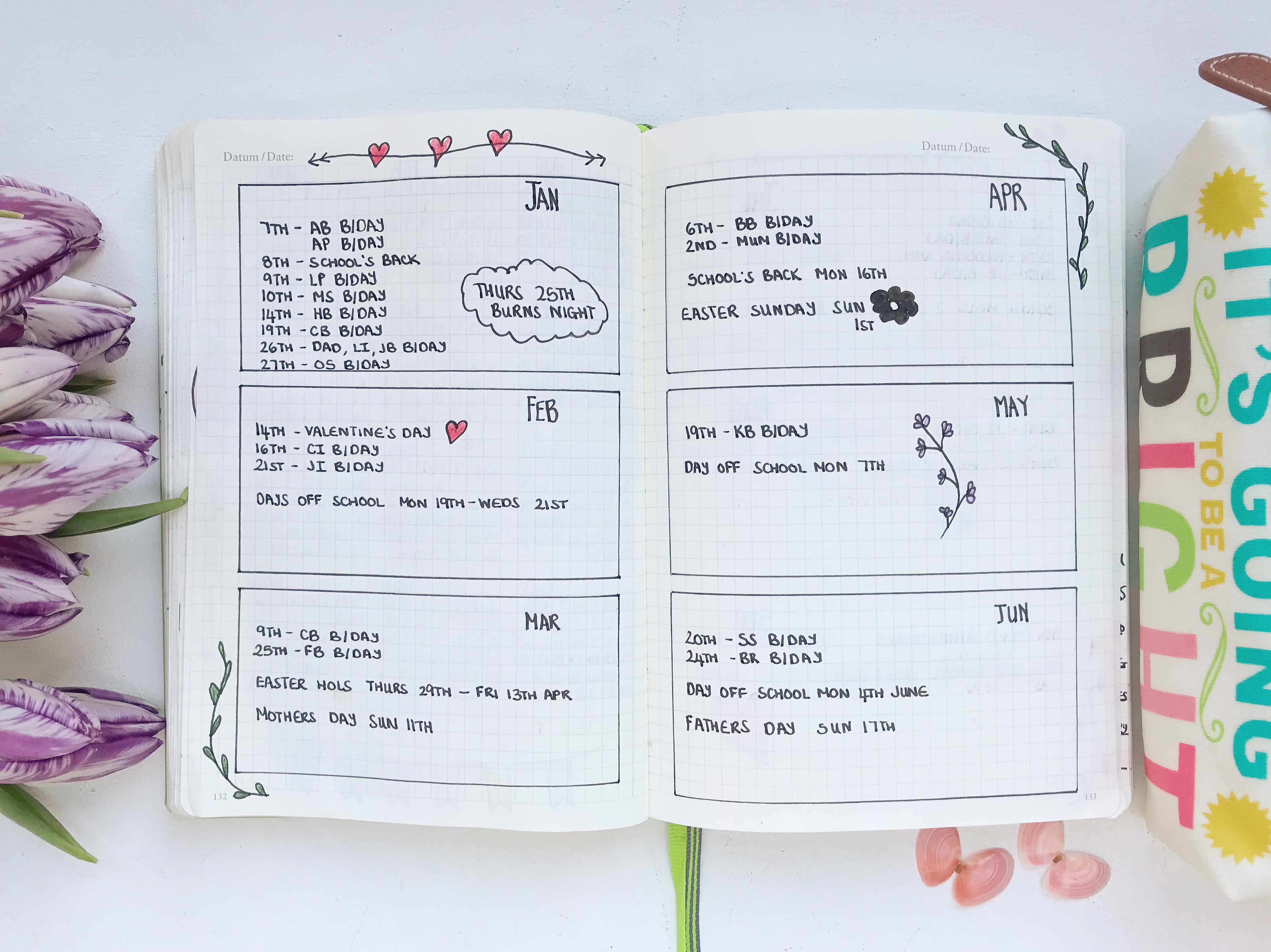 Bullet Journal 2018 - Monthly Pages