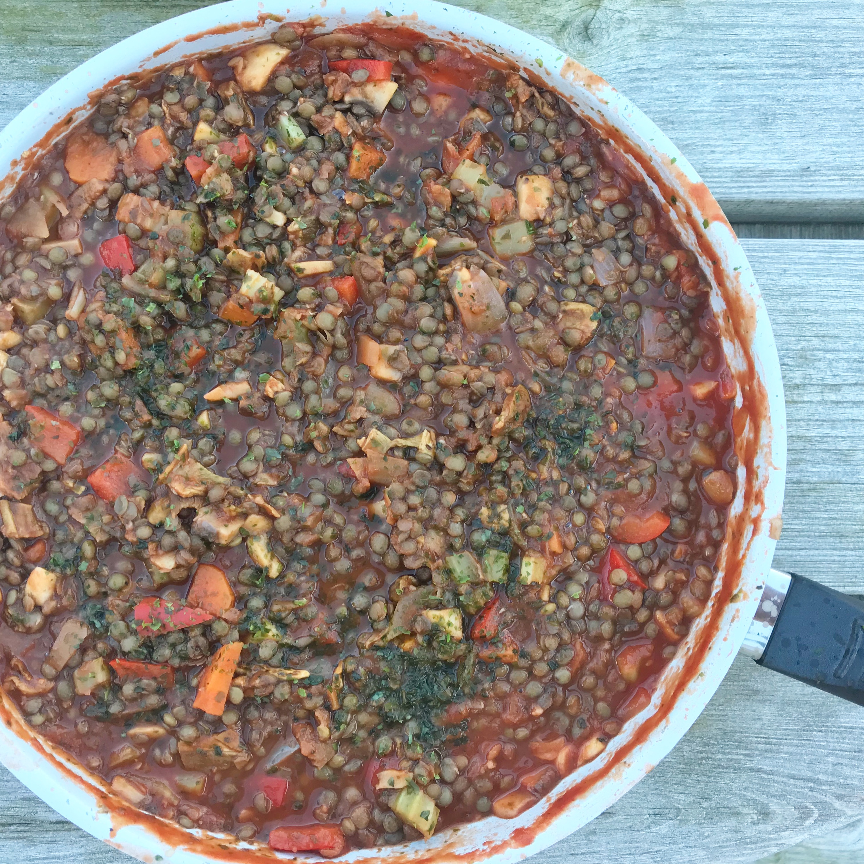 Lentil Bolognase in pot
