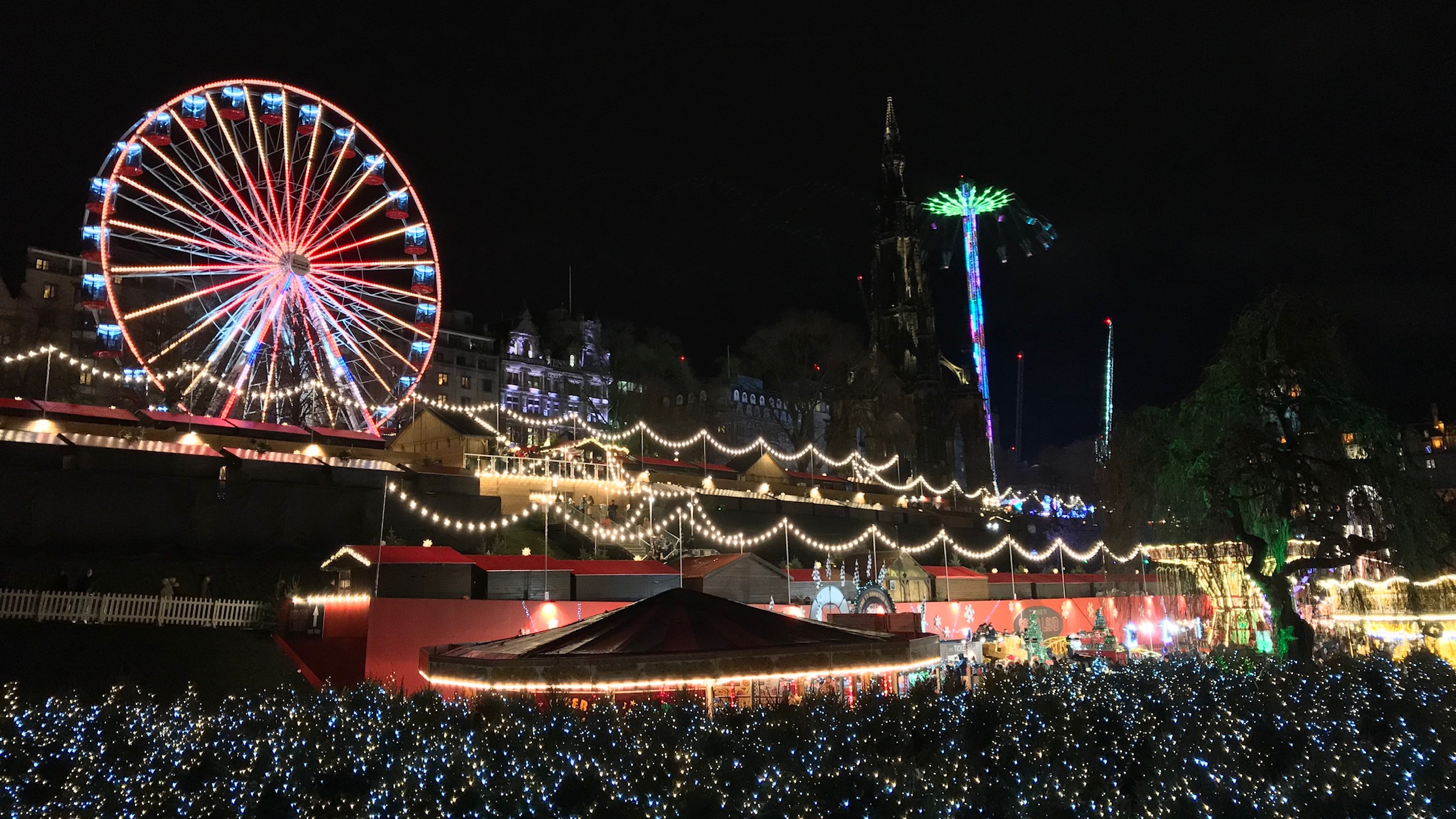 Photo of fairground scene at Edinburgh's Christmas markets