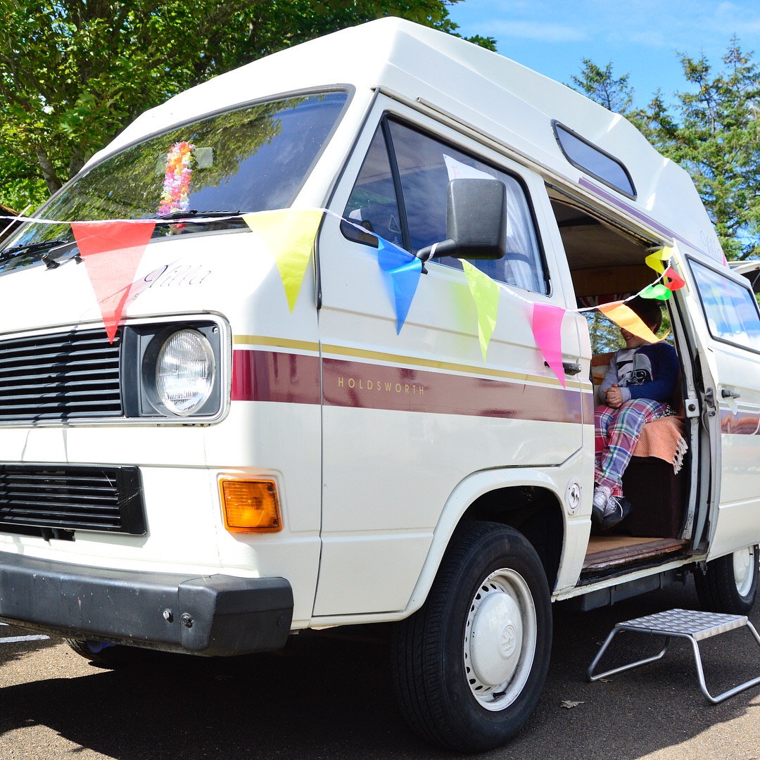 Picture of VW Campervan with bunting at Lyth Arts Centre