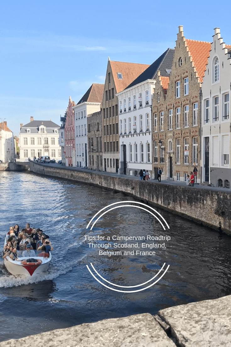 Pinterest graphic with scene from Bruges