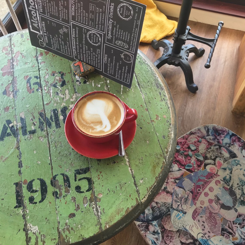 Coffee pictured on table at Stacks Bistro, John O' Groats